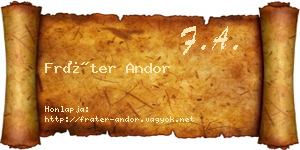 Fráter Andor névjegykártya
